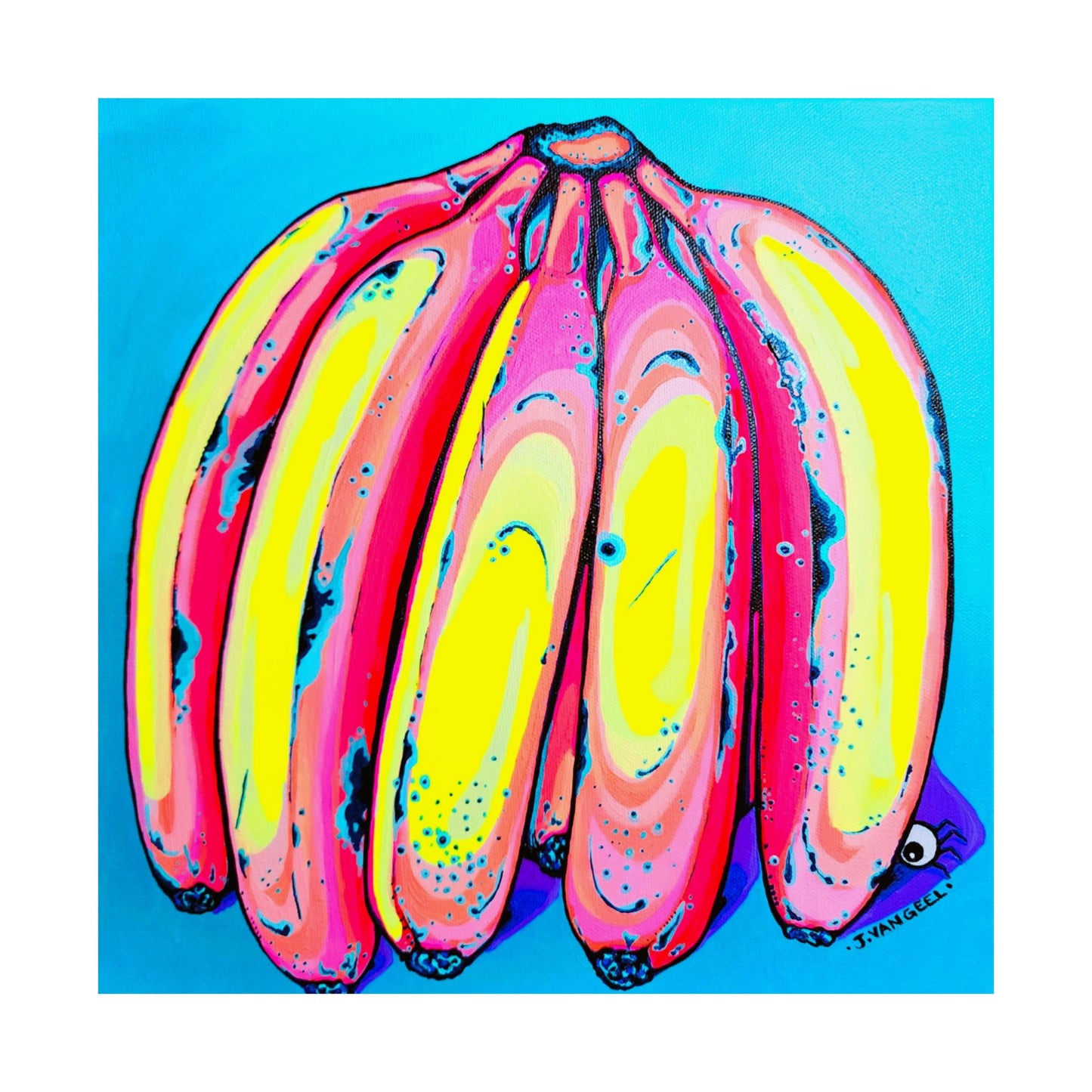 Neon Fat Bananas Giclée Art Poster