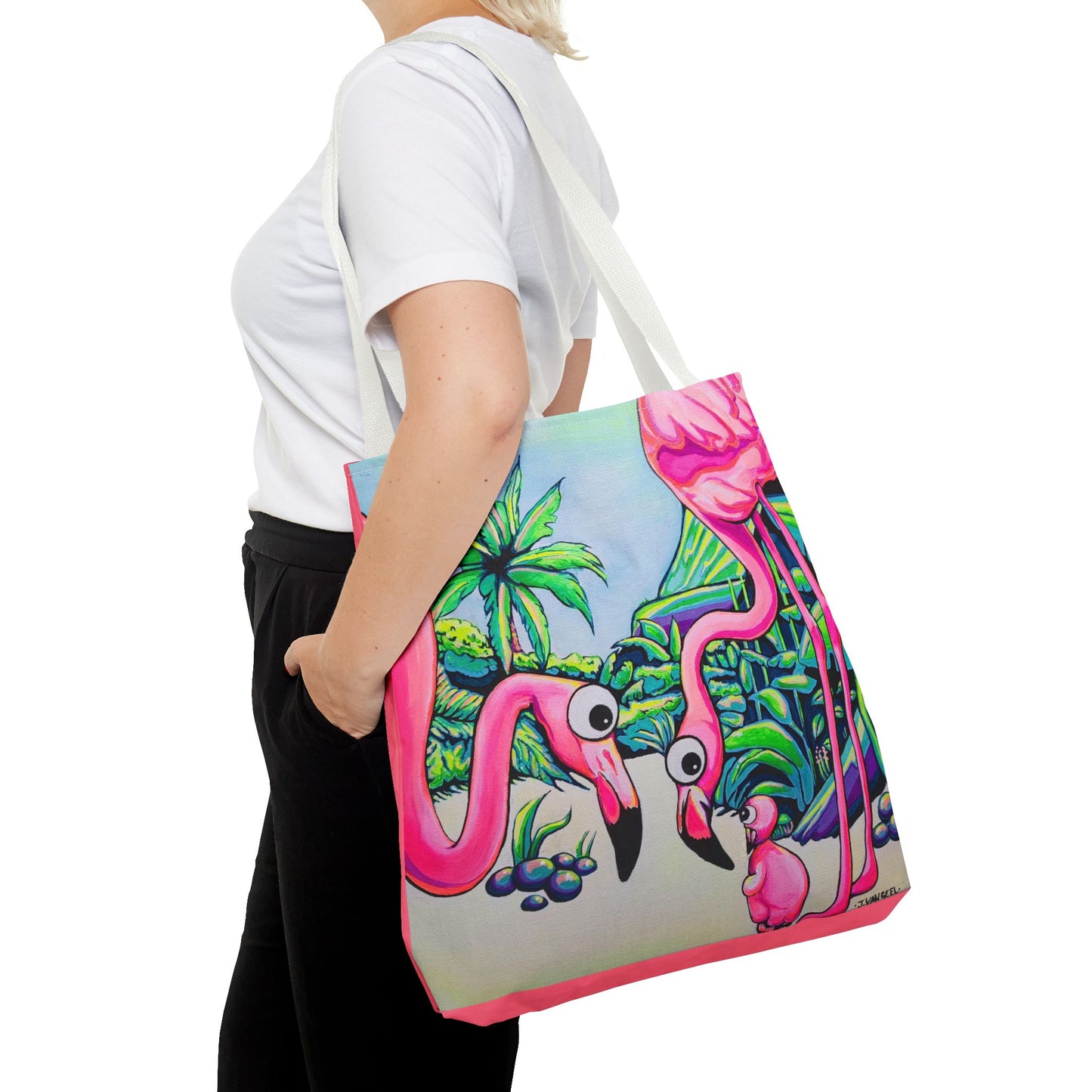 Premium Cyclops Flamingo Family Tote Bag, Original Artist Design, Reusable Shopping Tote,  Eco-Friendly
