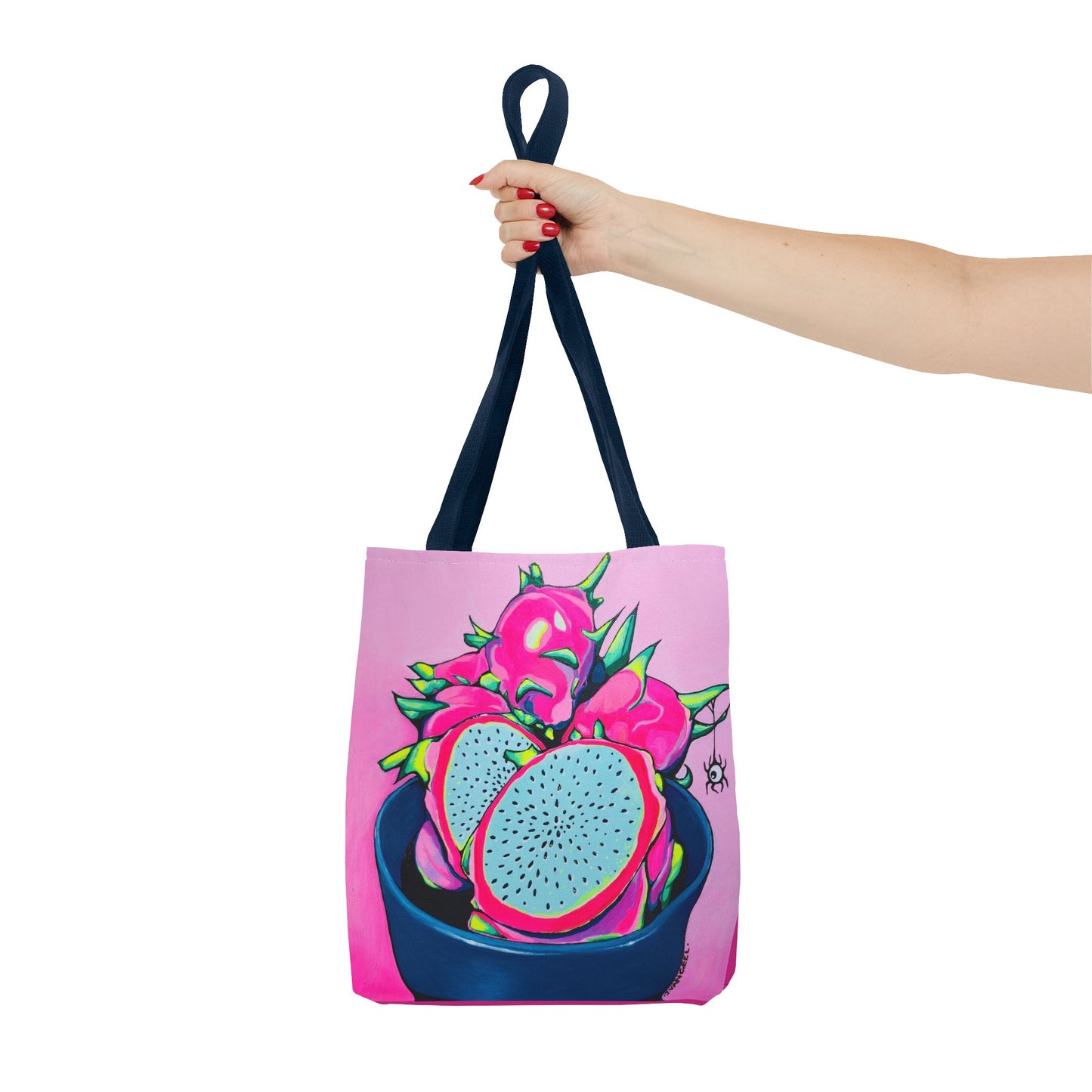 Premium Neon Pink Dragon Fruit Tote Bag, Original Artist Design, Reusable Shopping Tote, Eco-Friendly