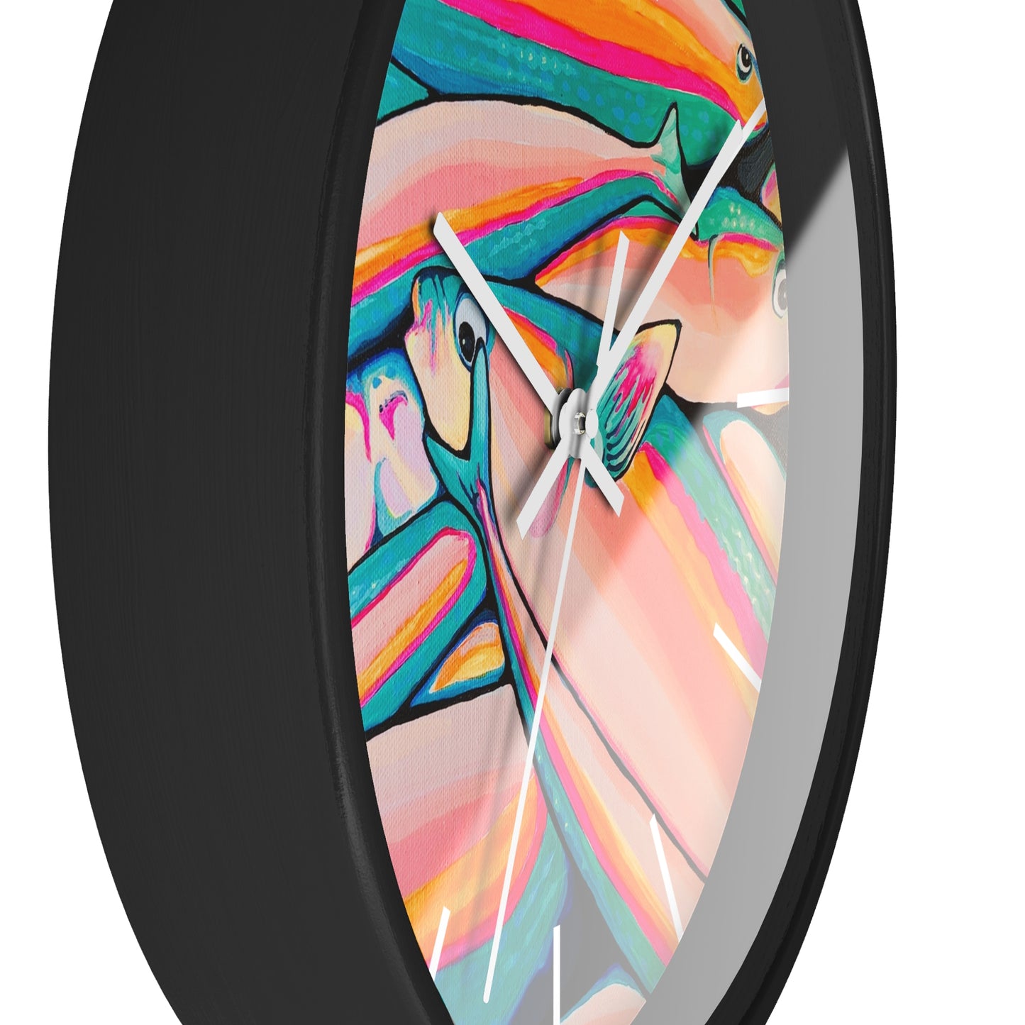 Neon Fish Pop Art Wall Clock