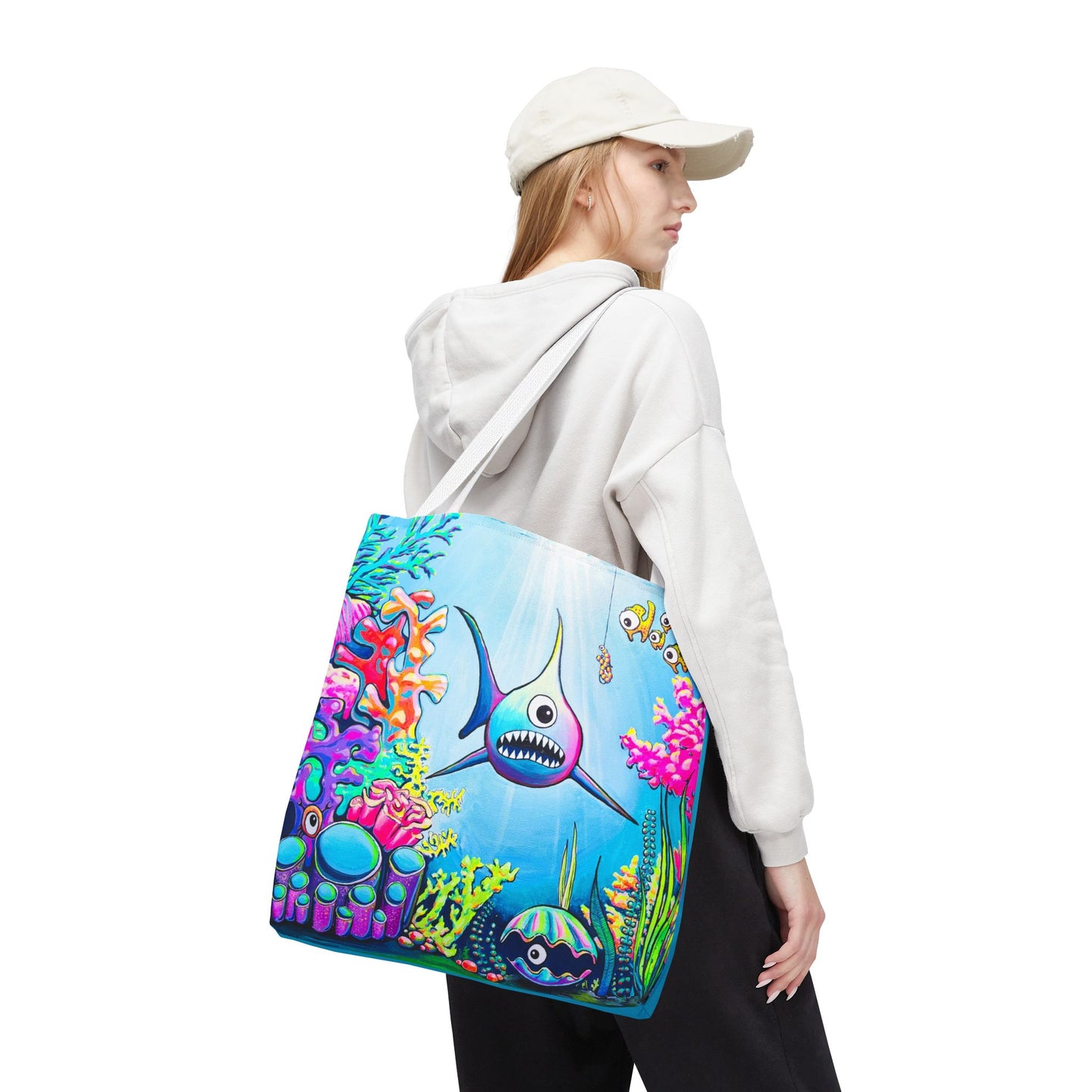 Premium Cyclops Shark Tote Bag, Original Artist Design, Reusable Shopping Tote,  Eco-Friendly