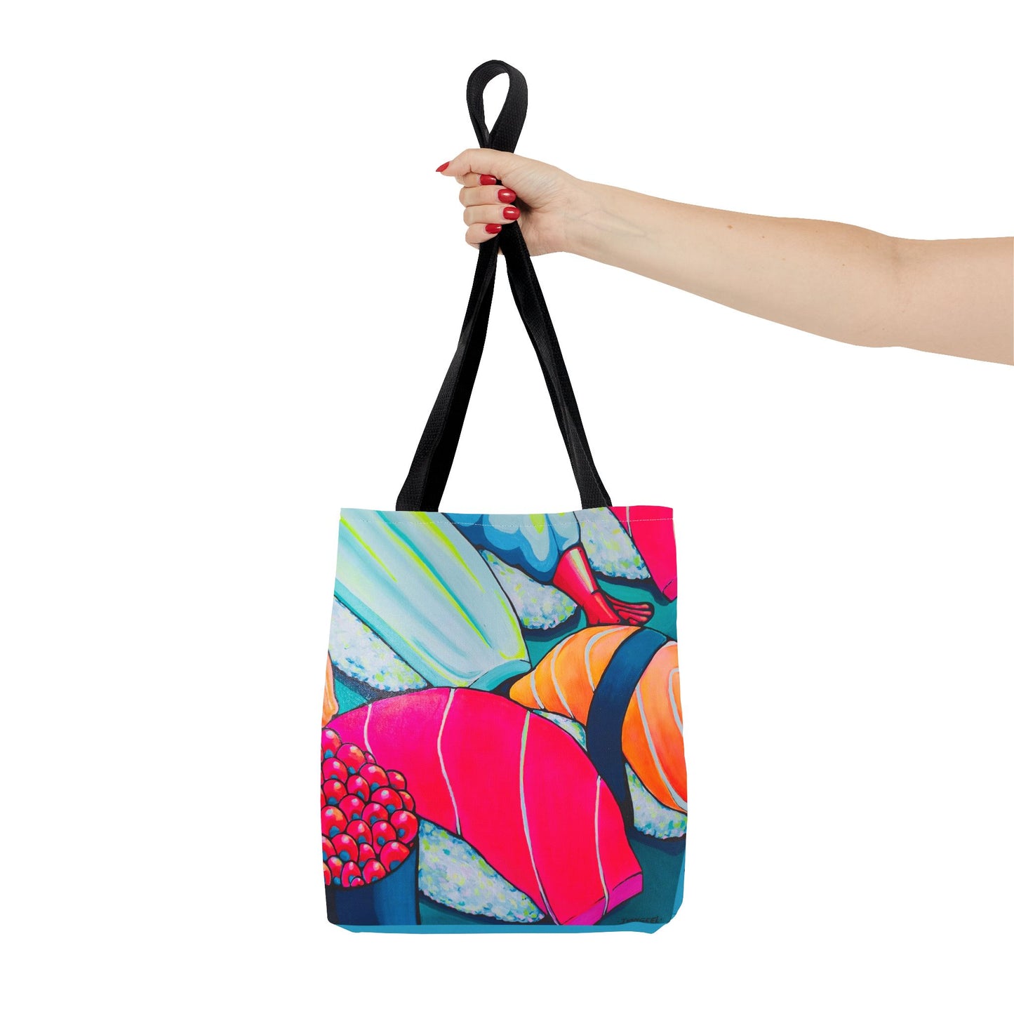 Premium Neon Sushi Tote Bag, Original Artist Design, Reusable Shopping Tote, Eco-Friendly