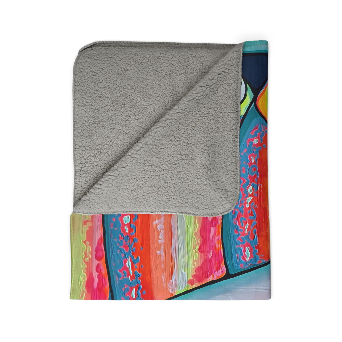 Neon Sardines Fleece Sherpa Blanket