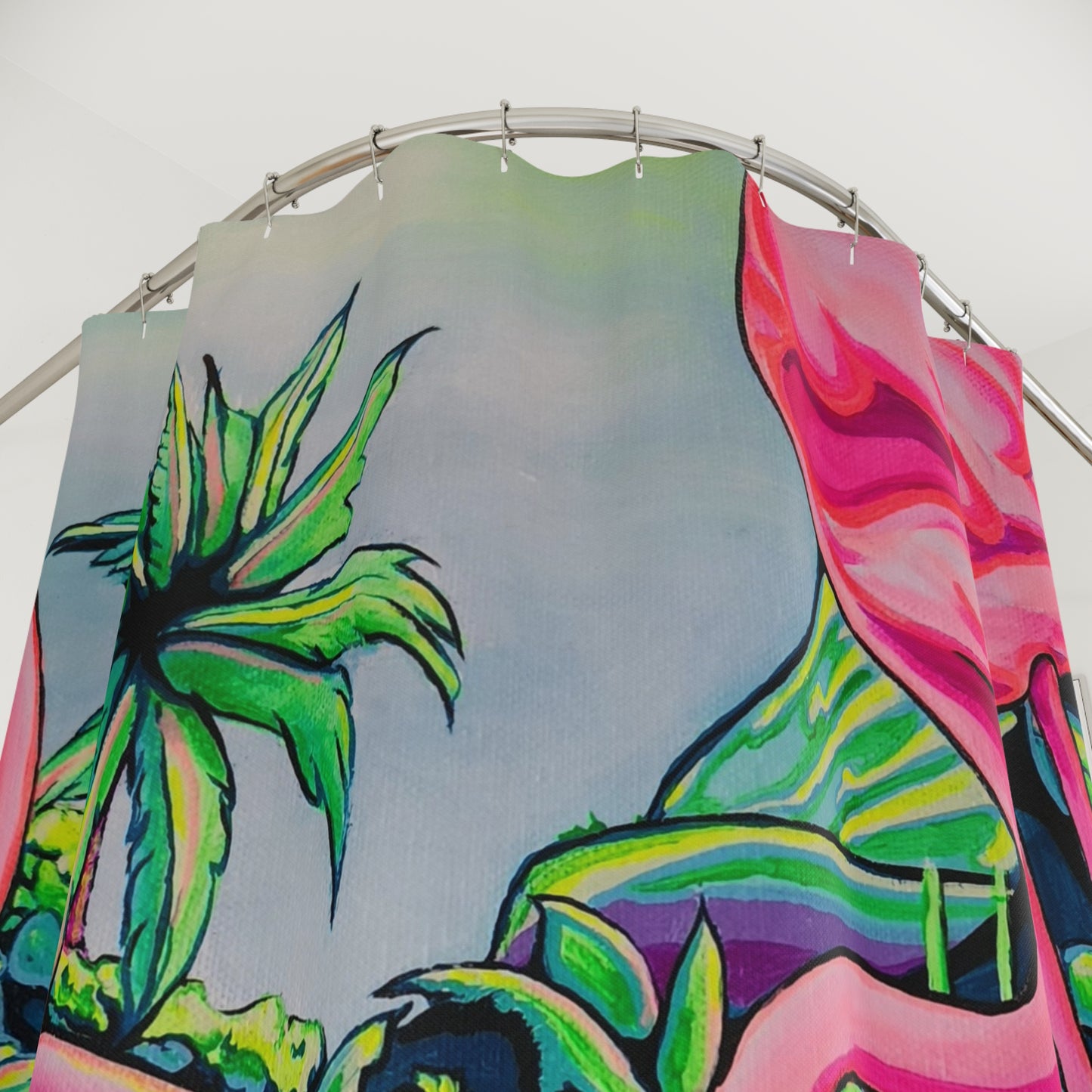 Cyclops Flamingo Family Pop Art Shower Curtain