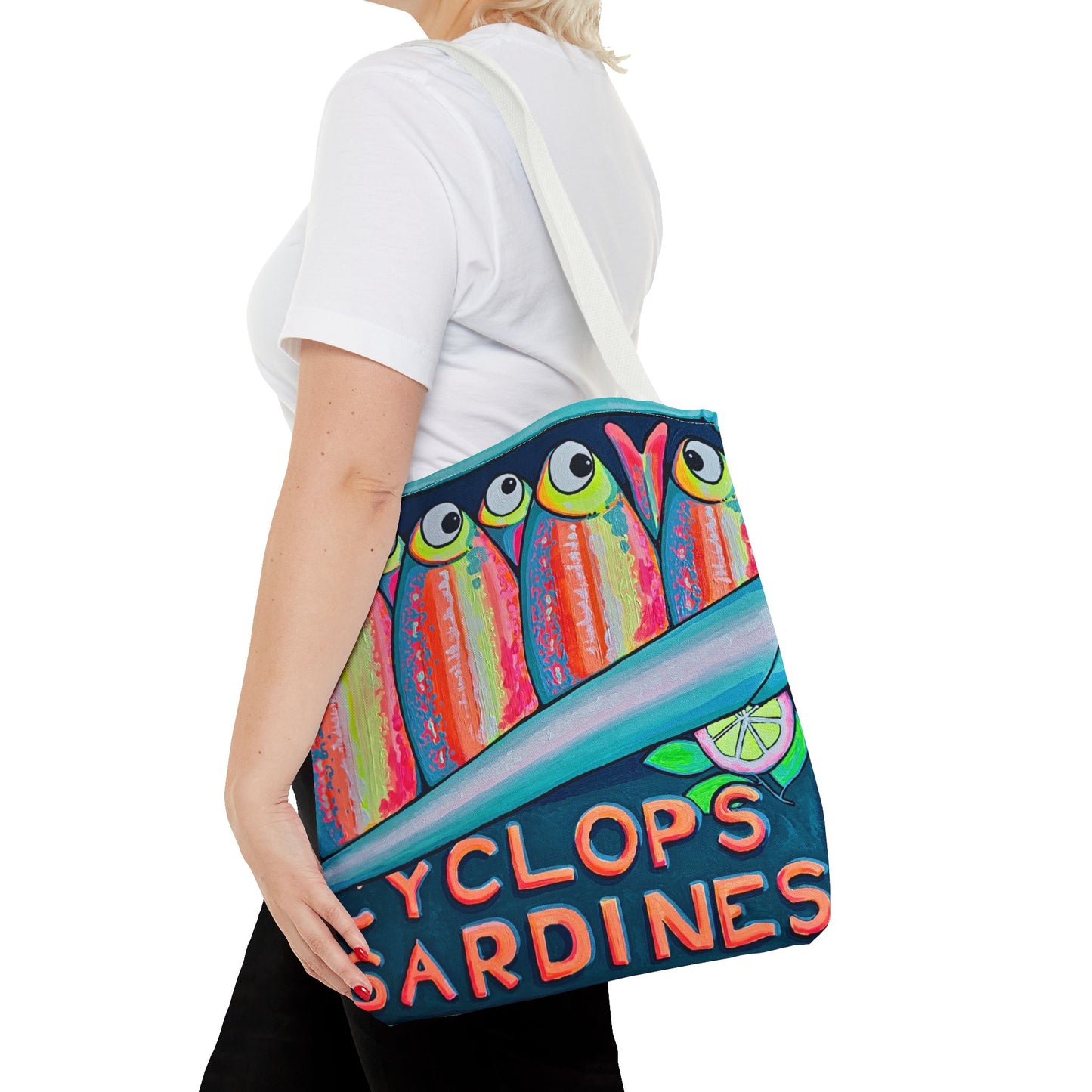 Premium Neon Sardines Tote Bag, Original Artist Design, Reusable Shopping Tote, Eco-Friendly