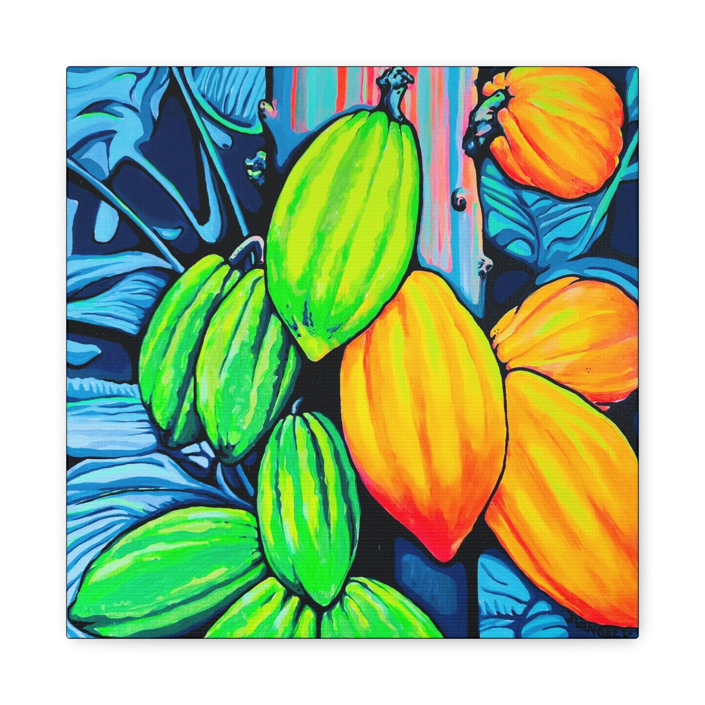 Neon Cacao Canvas Print, Original Artist Design, Home Decor, Wall Art