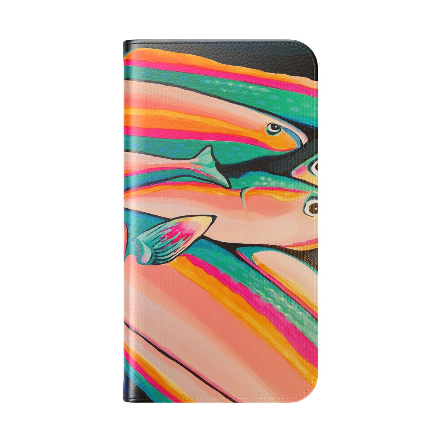 Neon Fish Flip Phone Case – Wallet Cover with Card Slots
