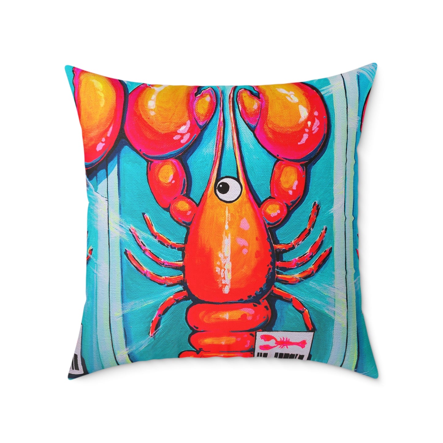 Neon Lobster Art Canvas Decorative Pillow