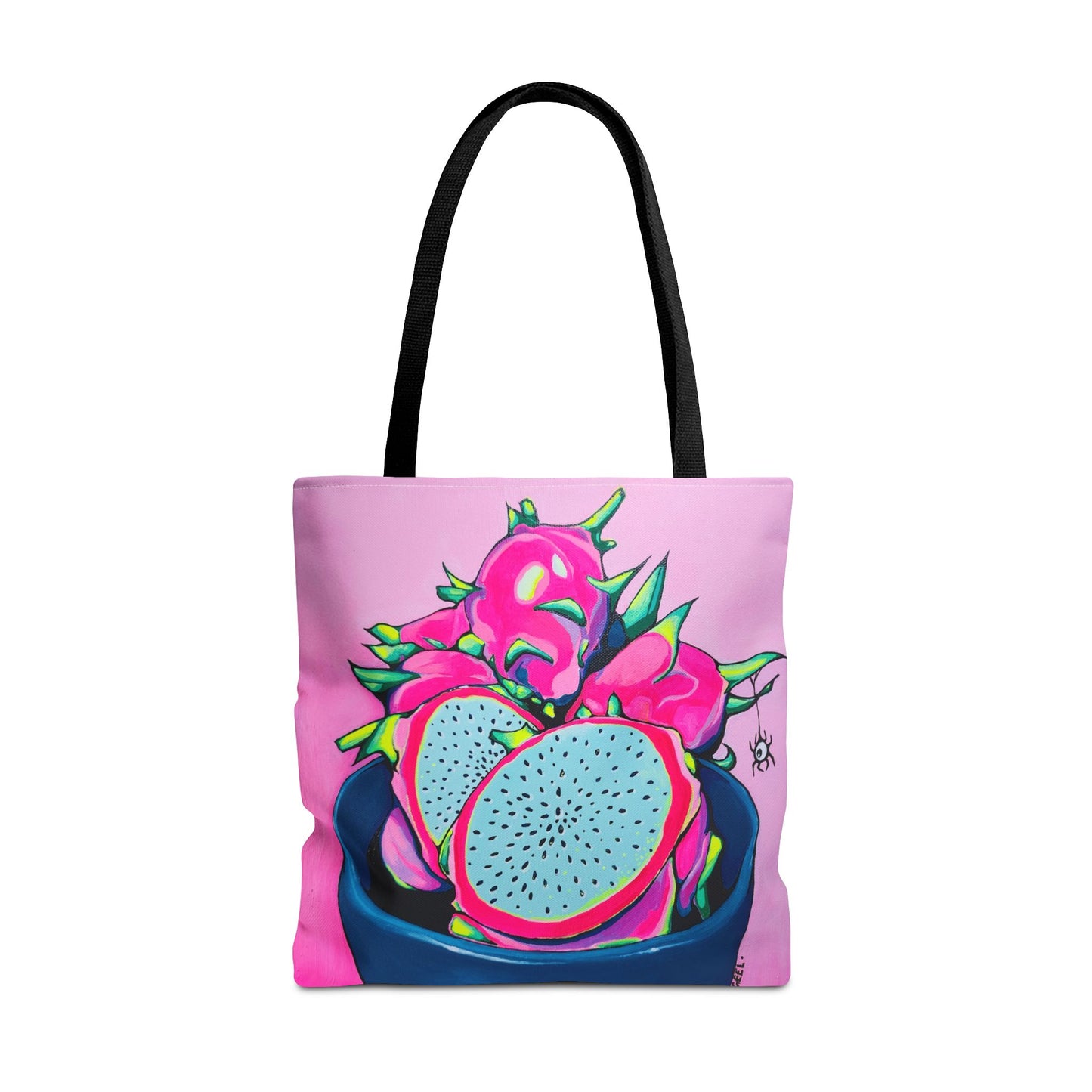 Premium Neon Pink Dragon Fruit Tote Bag, Original Artist Design, Reusable Shopping Tote, Eco-Friendly