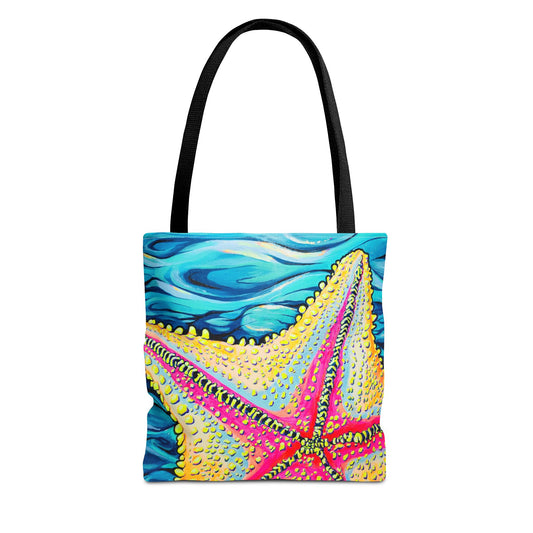 Premium Starfish Beach Bocas Tote Bag, Original Artist Design, Reusable Shopping Tote, Eco-Friendly
