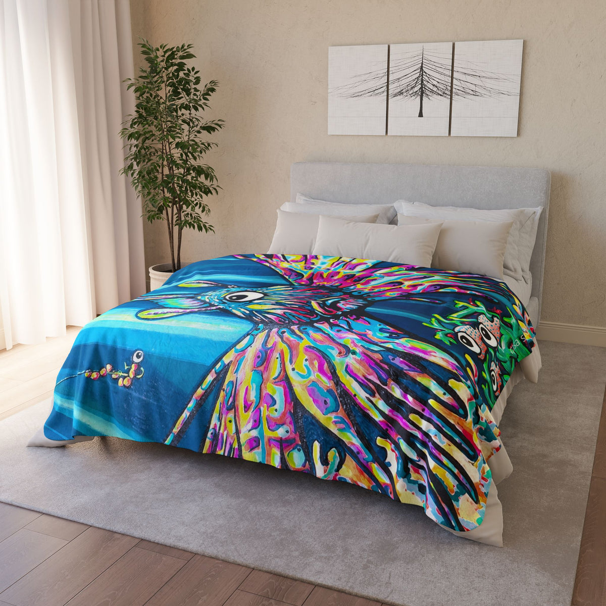 Cyclops Lionfish Fleece Sherpa Blanket