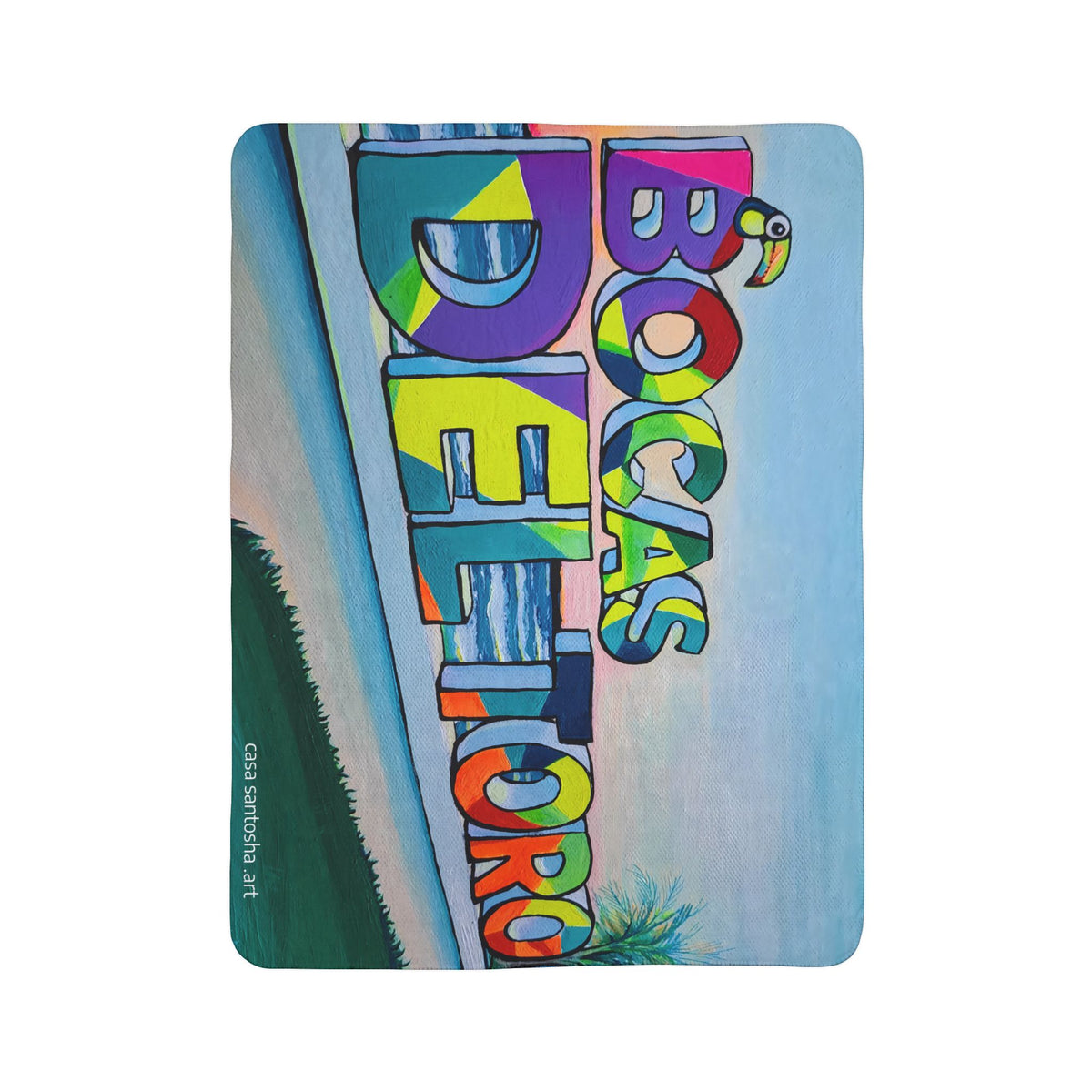Bocas Del Toro Sign Fleece Sherpa Blanket