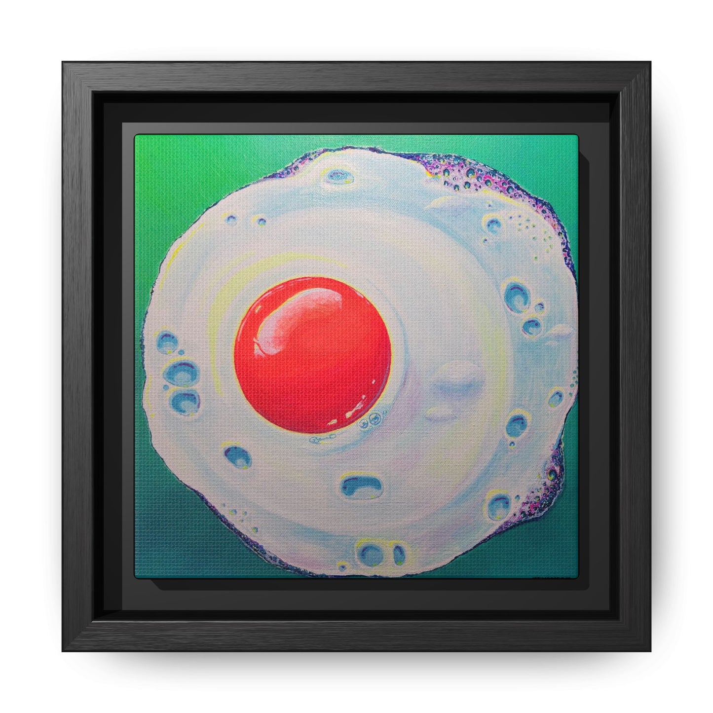 Framed Neon Fried Egg Canvas Print