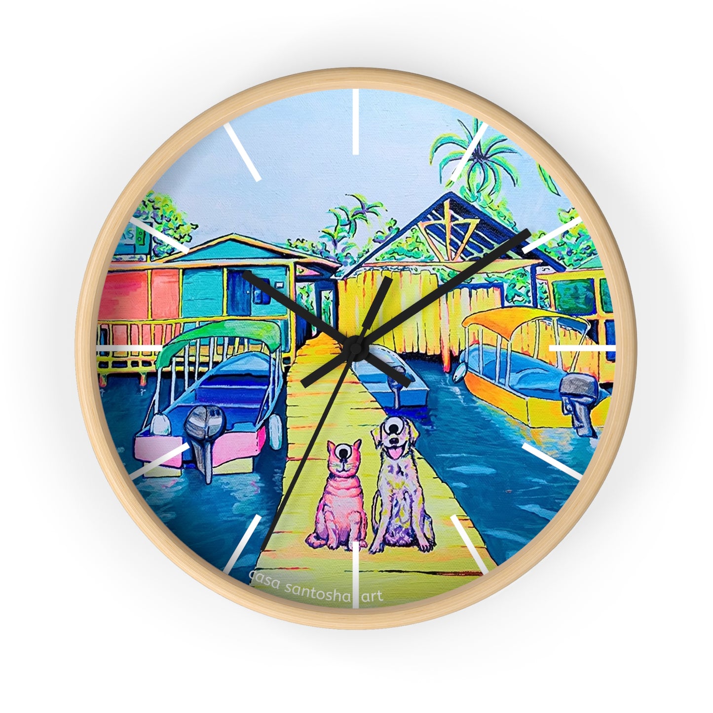 Cyclops Cat and Dog in Bocas Pop Art Wall Clock