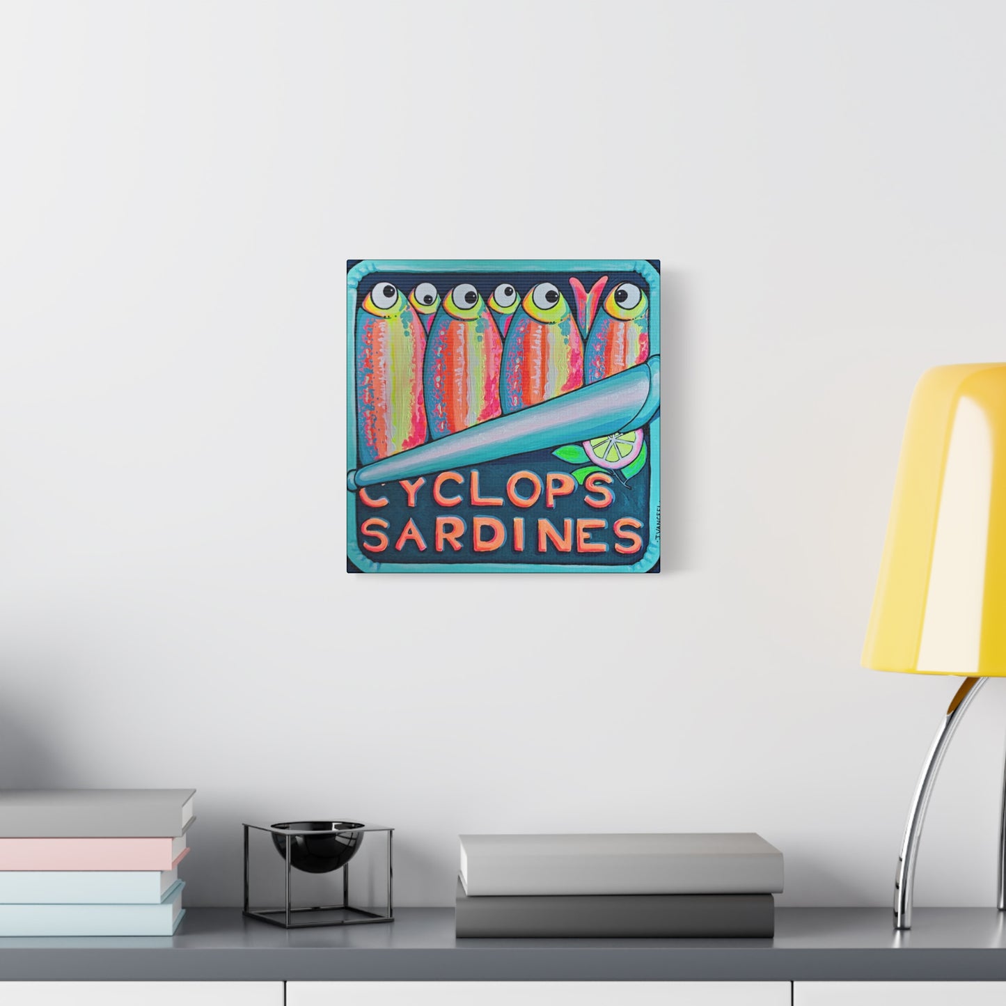 Neon Sardines Canvas Wall Art