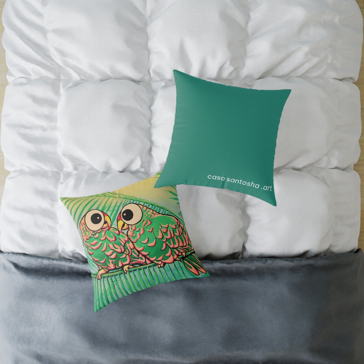 Chatty Cyclops Parrots Art Canvas Decorative Pillow