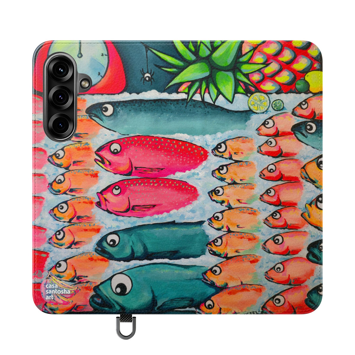 Neon Cabo Fish Market Flip Phone Case – Wallet Cover with Card Slots