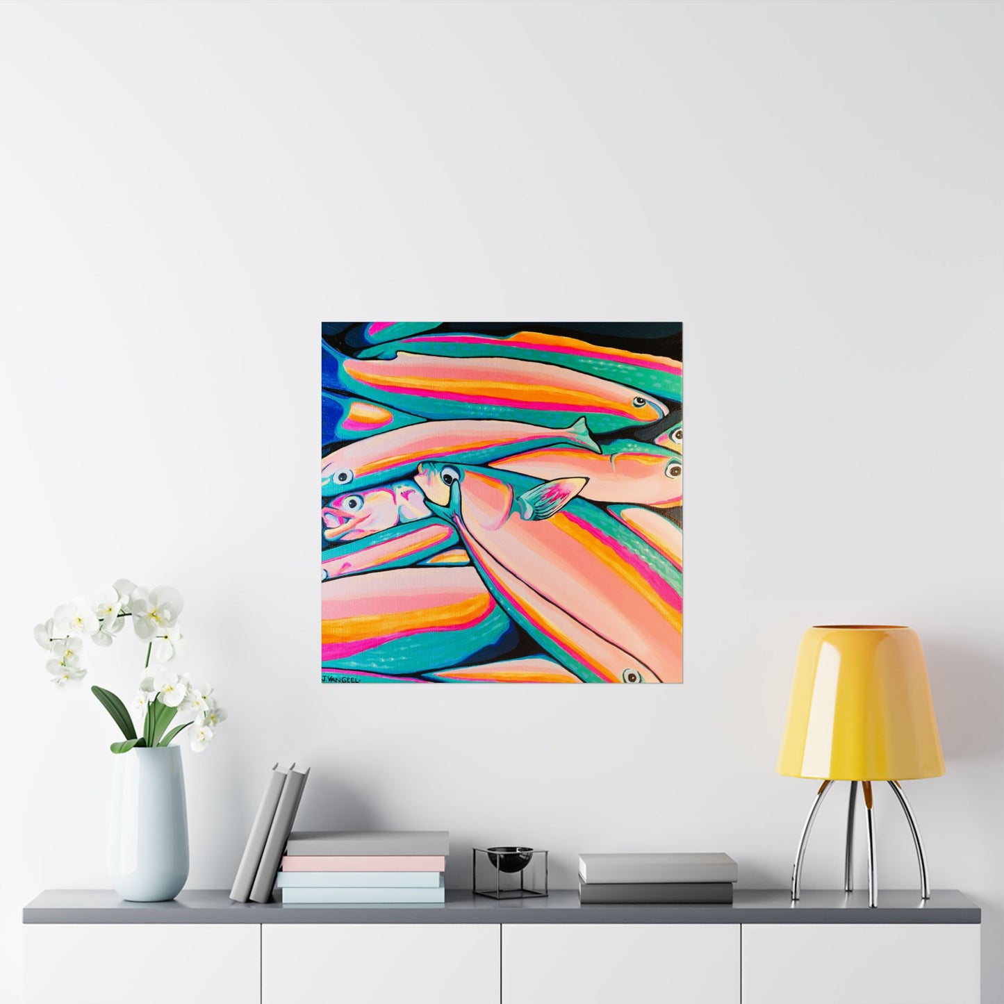 Neon Fish Giclée Art Poster