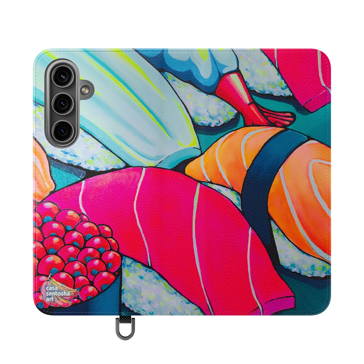 Étui portefeuille pour téléphone à clapet Neon Sushi avec porte-cartes