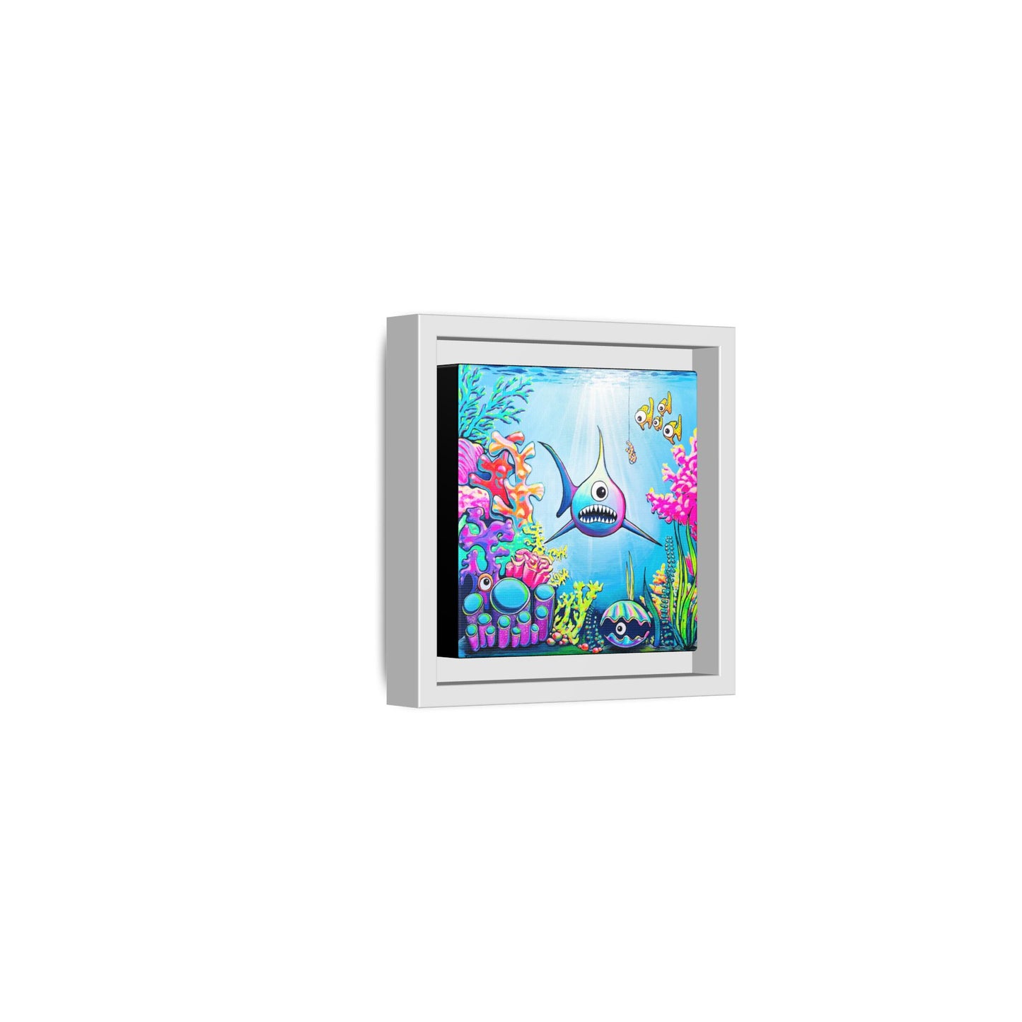 Framed Cyclops Shark Canvas Print
