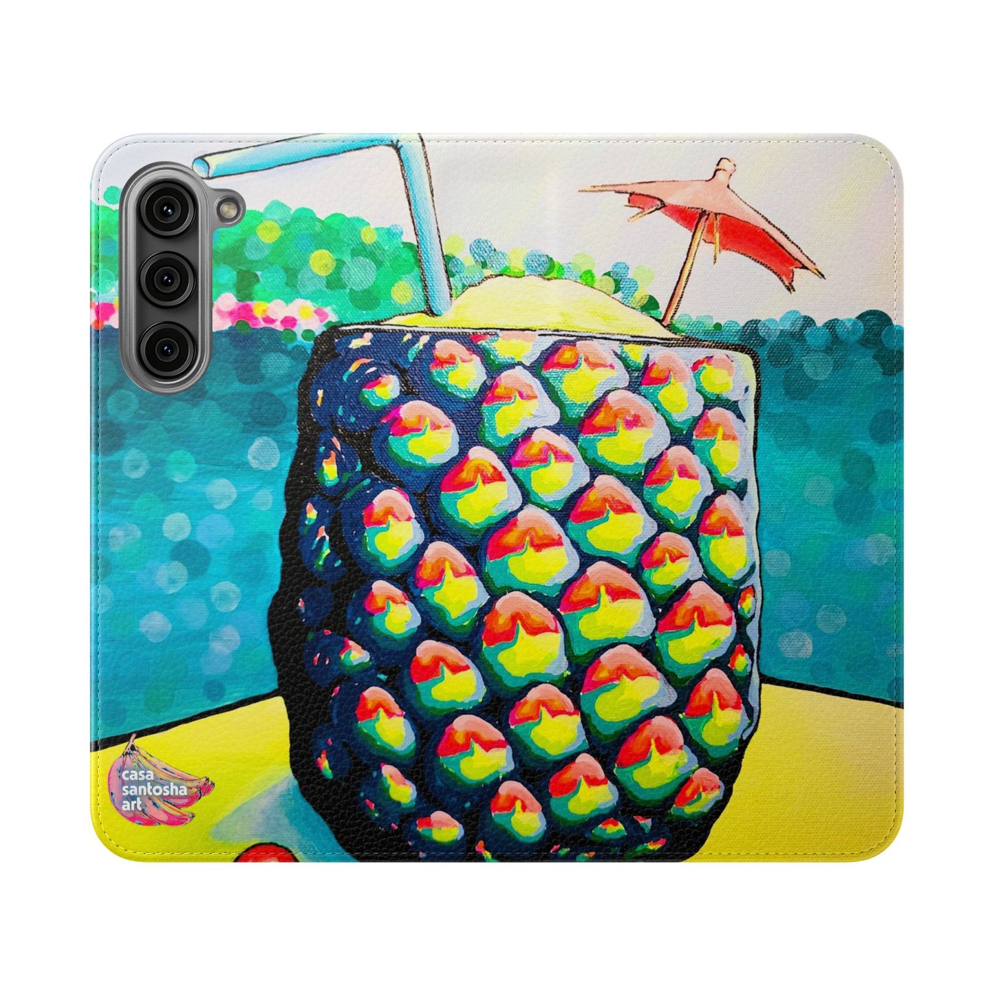 Neon Piña Colada Flip Phone Case – Wallet Cover with Card Slots