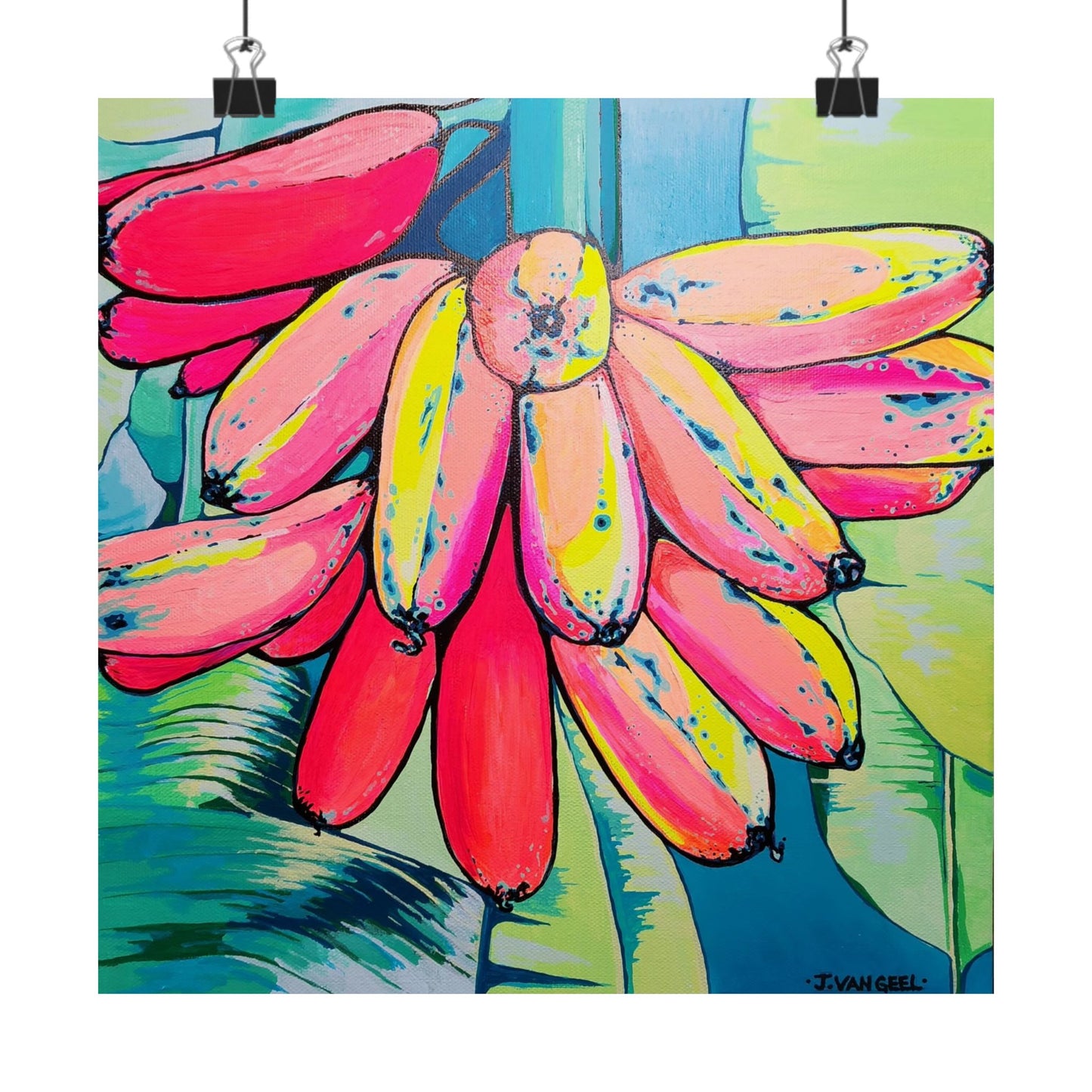 Neon Primitivo Bananas Giclée Art Poster