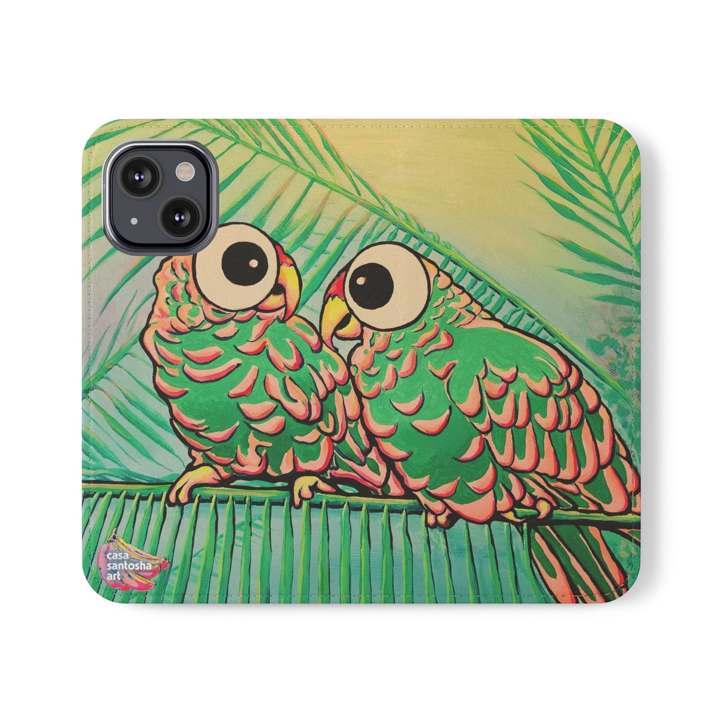 Chatty Cyclops Parrots Flip Phone Case – Wallet Cover with Card Slots