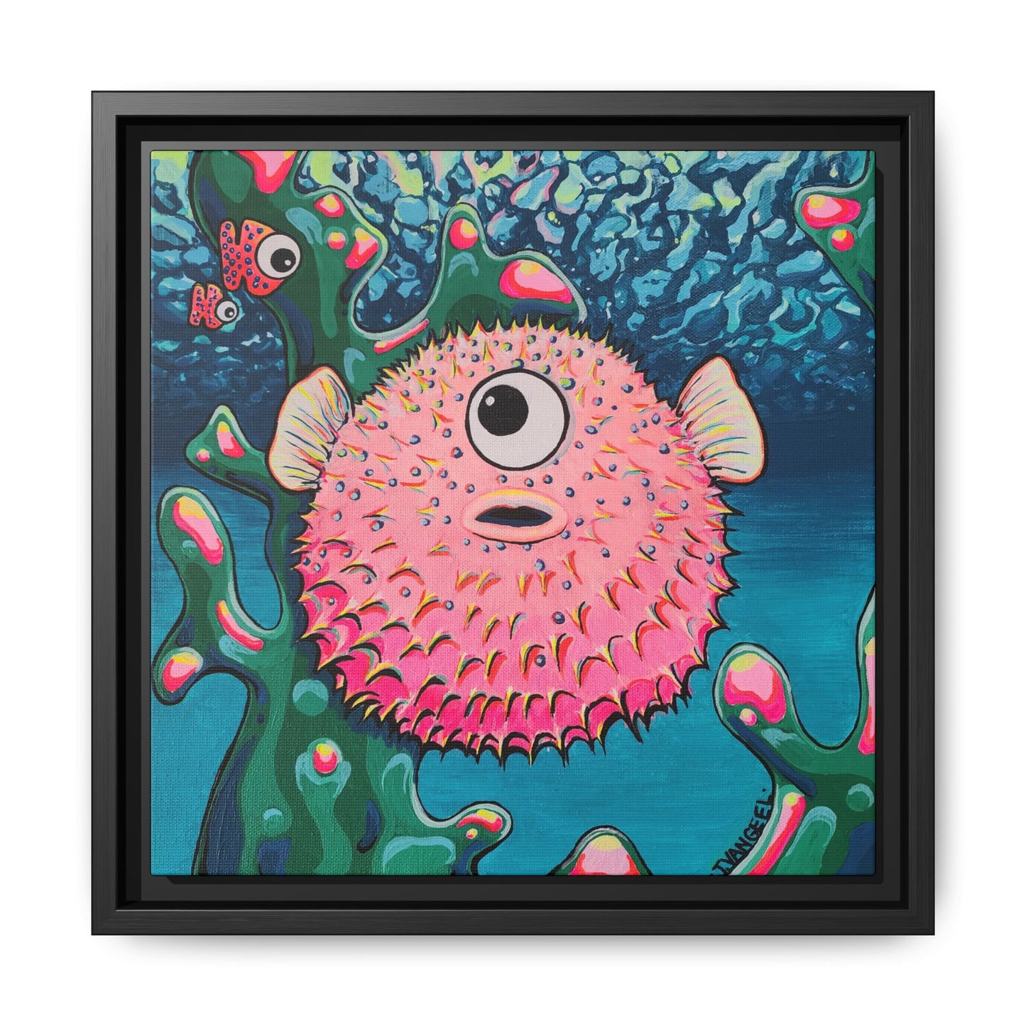 Framed Cyclops Pufferfish Canvas Print