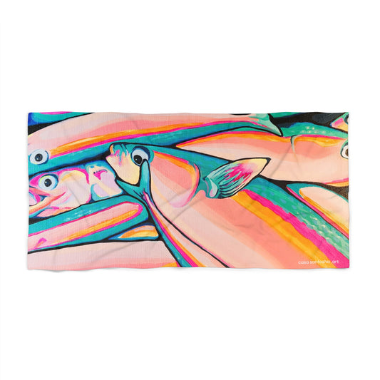 Neon Fish Beach Towel for Summer Fun and Vacation Essentials