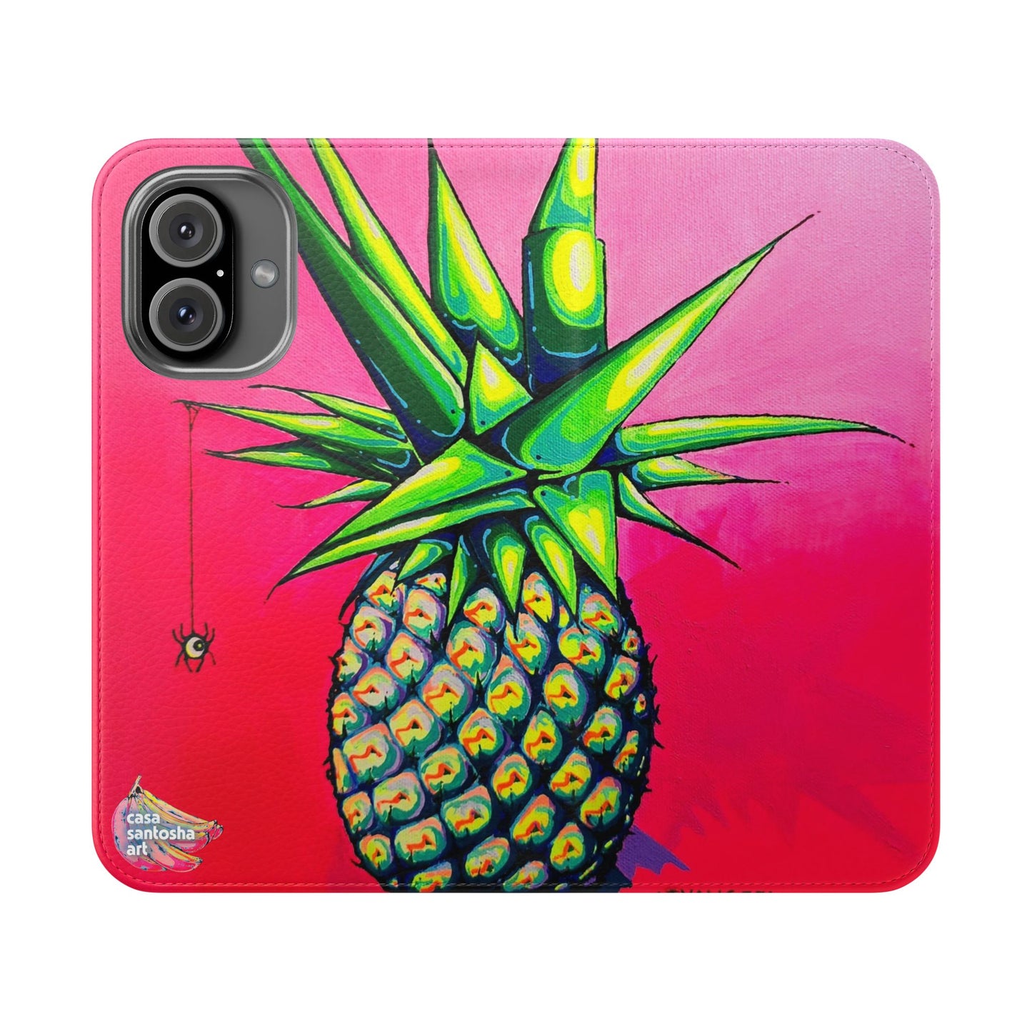 Neon Pineapple Flip Phone Case – Wallet Cover with Card Slots