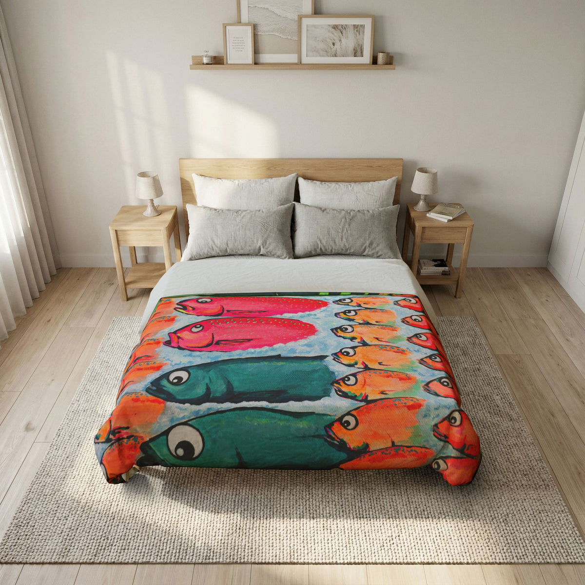 Neon Cabo Fish Market Duvet Cover