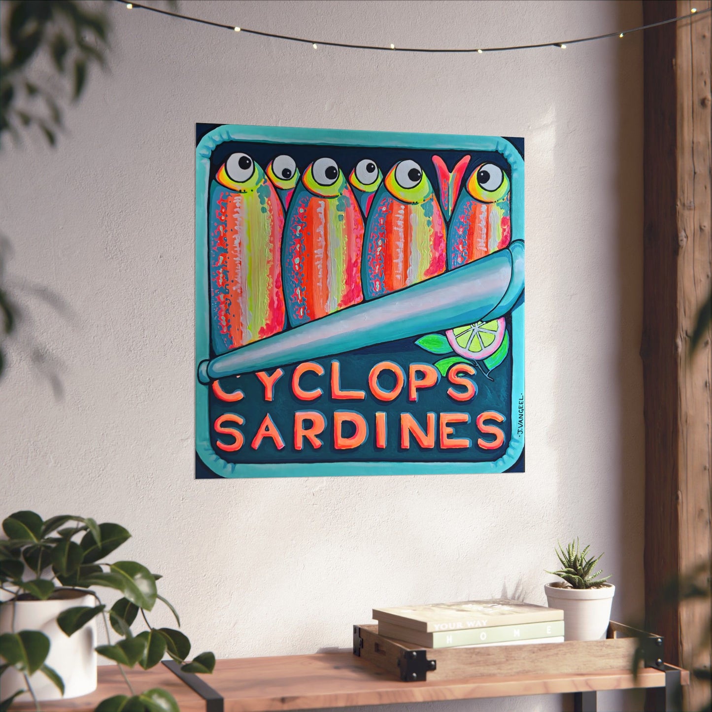 Neon Sardines Giclée Art Poster