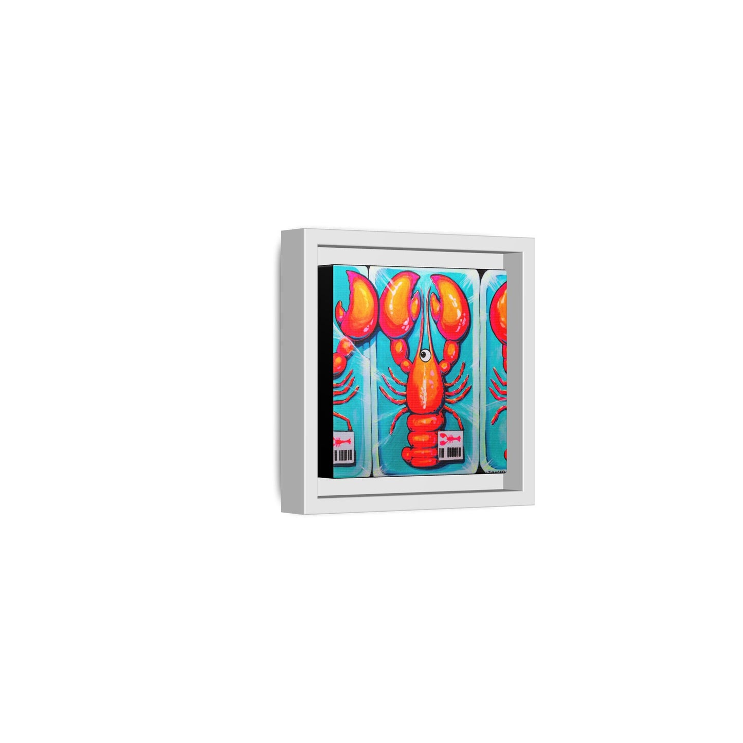 Framed Fresh Neon Lobster Canvas Print