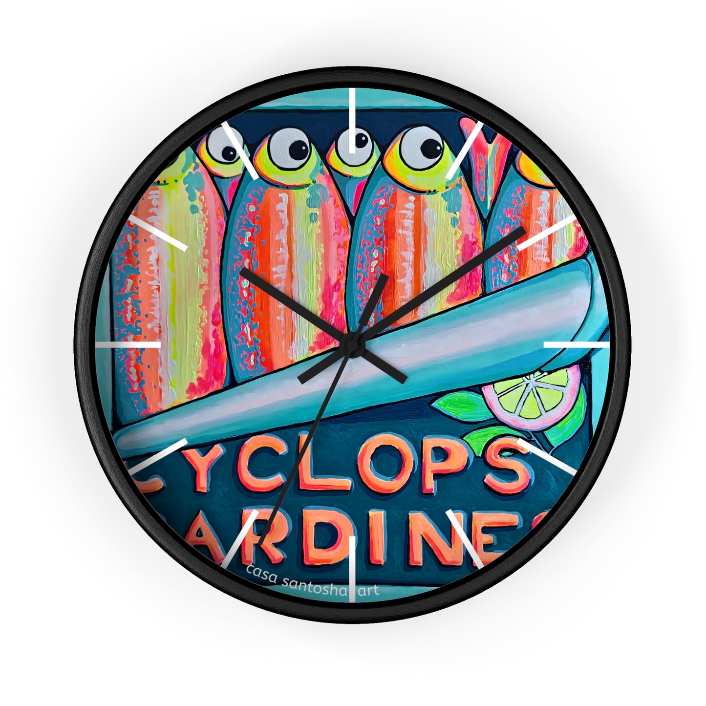 Neon Sardines Pop Art Wall Clock