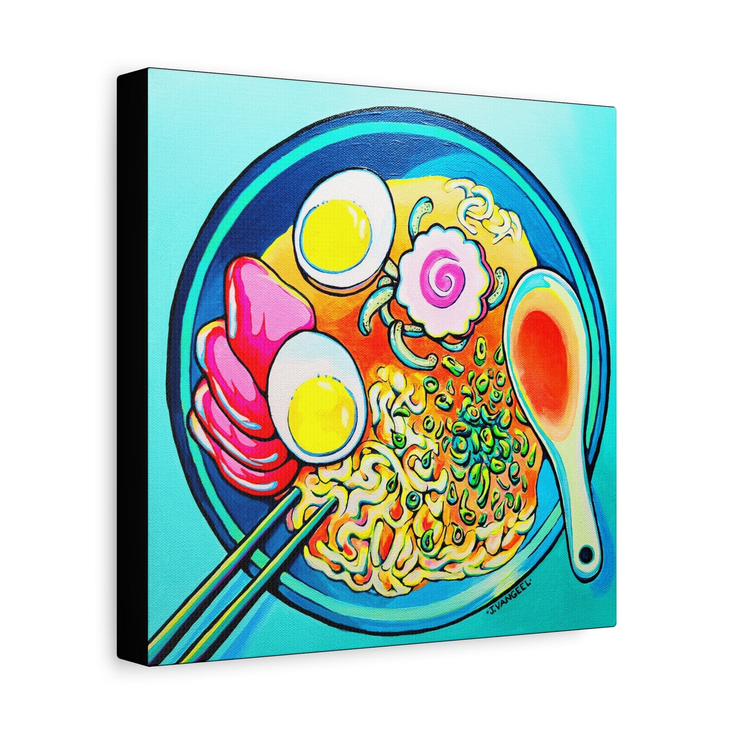 Neon Ramen Canvas Print, Original Artist Design, Home Decor Wall Art