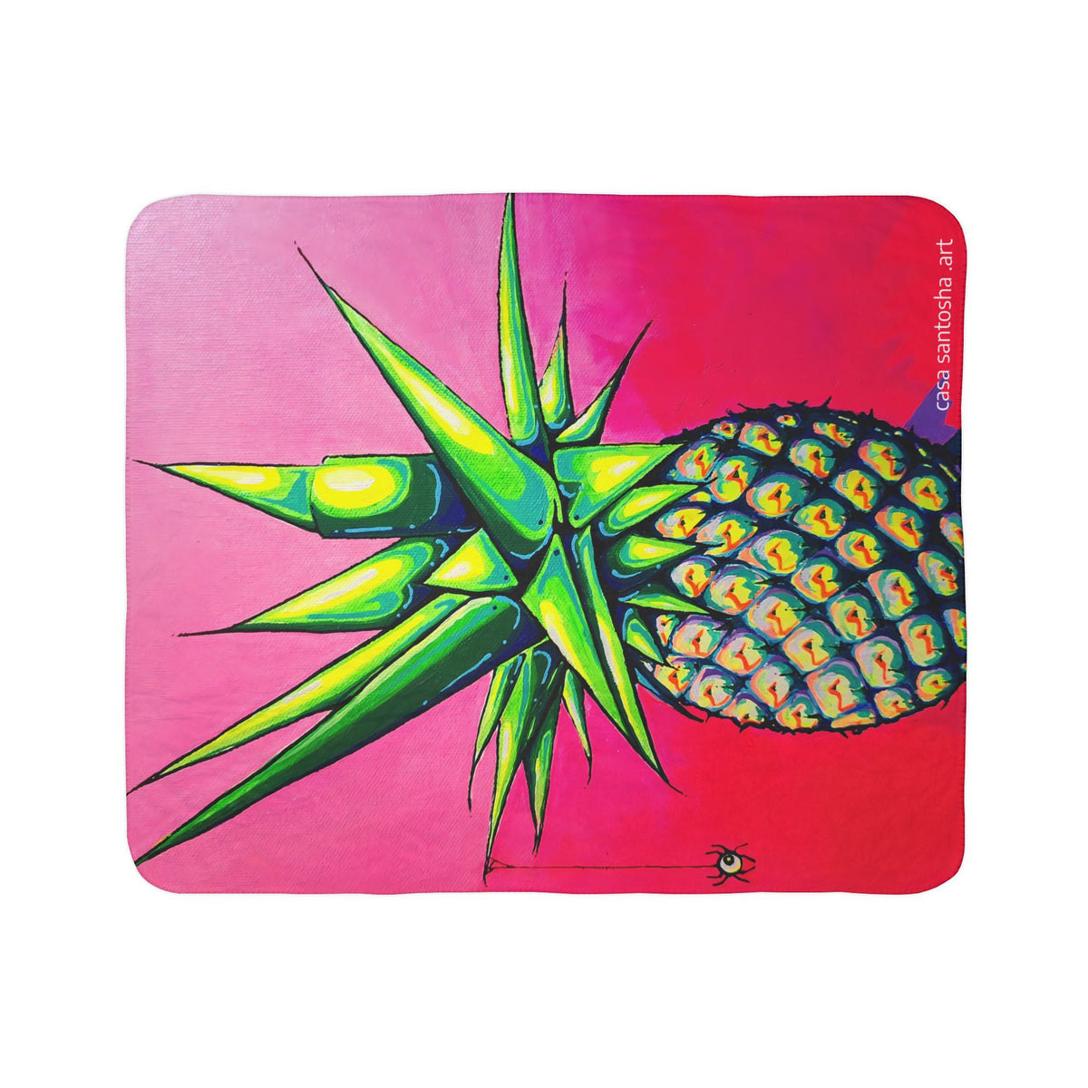 Neon Pineapple Fleece Sherpa Blanket