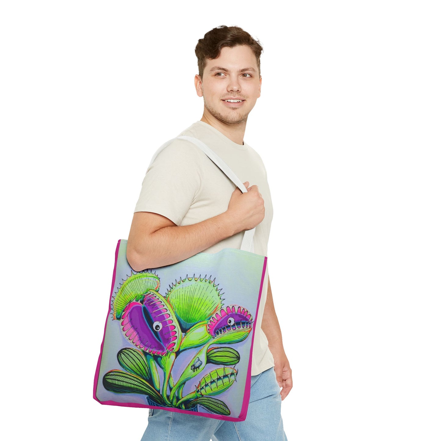 Premium Cyclops Venus Fly Trap Tote Bag, Original Artist Design, Reusable Shopping Tote,  Eco-Friendly