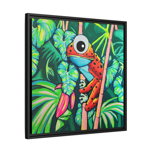 Framed Cyclops Red Frog Canvas Print