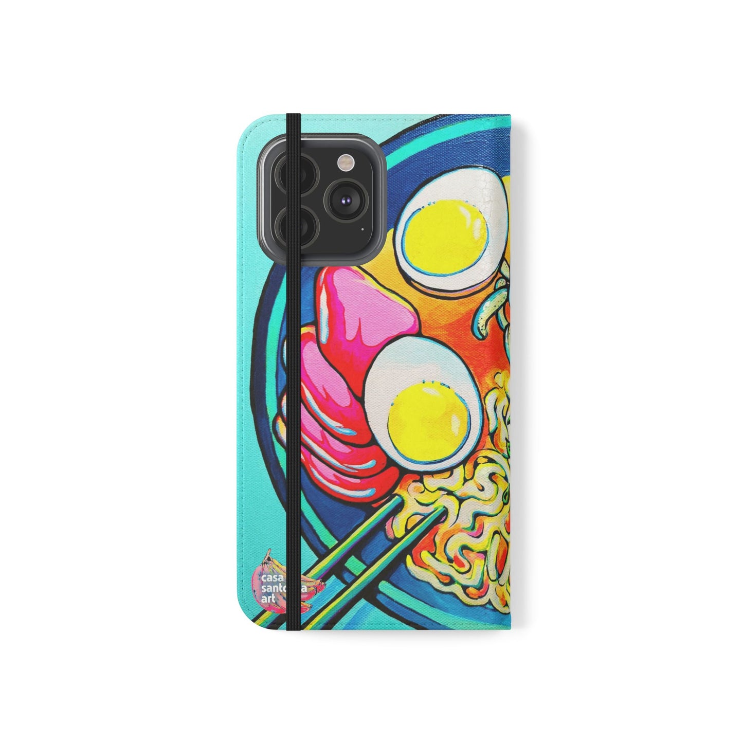 Neon Ramen Flip Phone Case – Wallet Cover with Card Slots