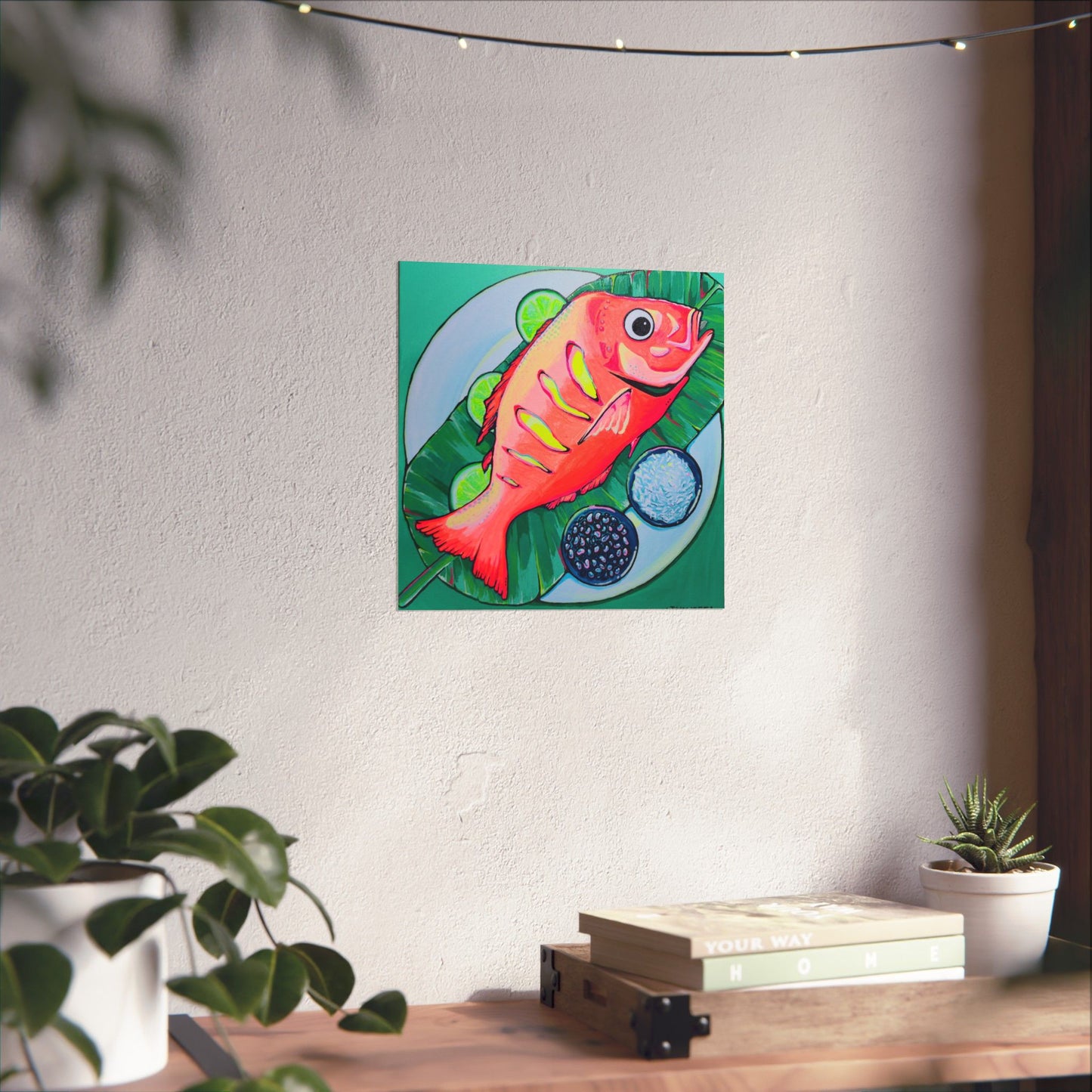 Neon Fried Fish Giclée Art Poster