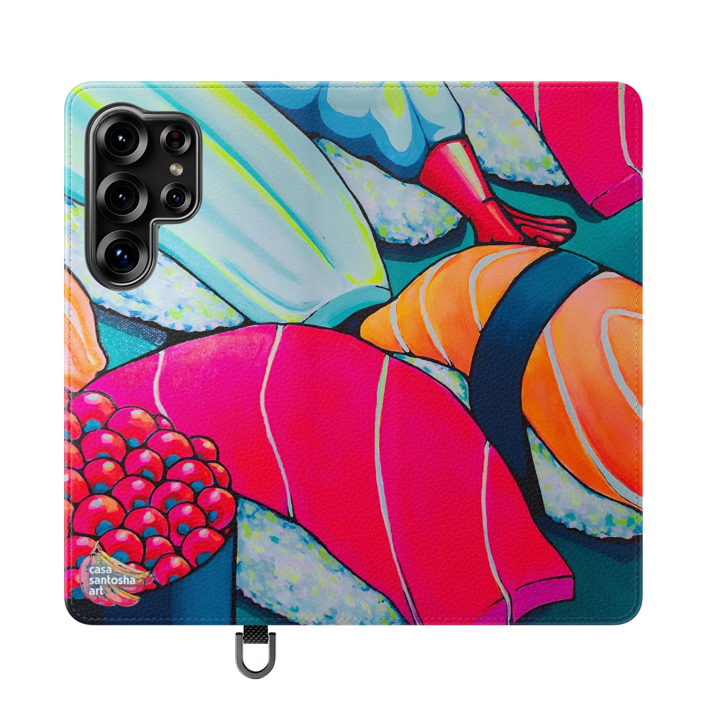 Étui portefeuille pour téléphone à clapet Neon Sushi avec porte-cartes