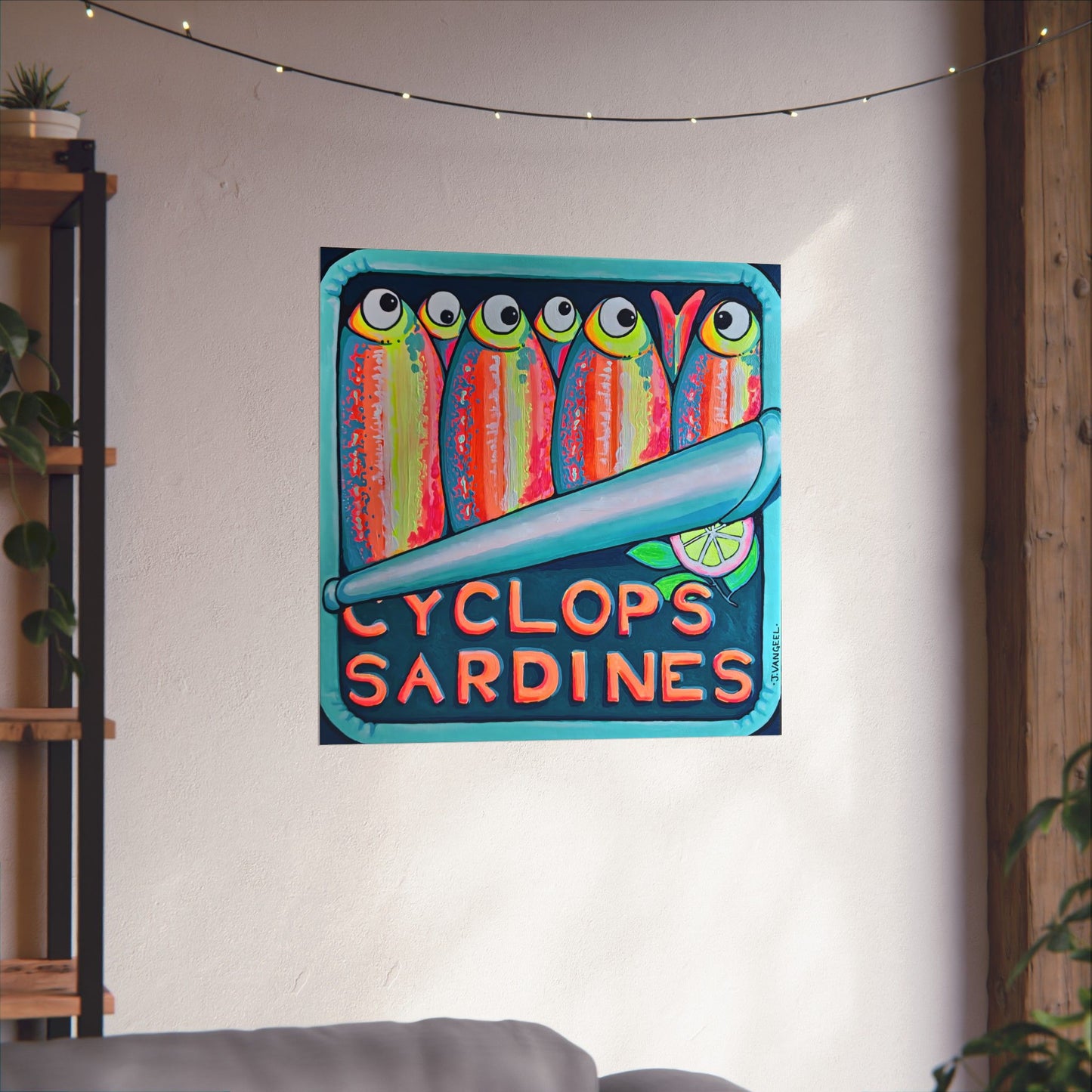 Neon Sardines Giclée Art Poster