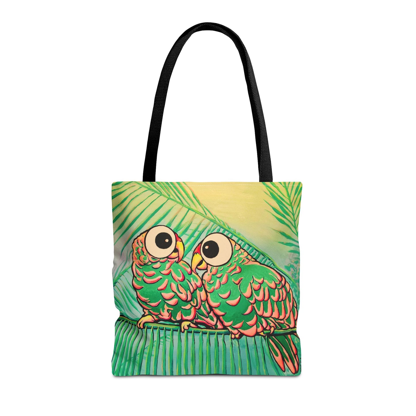 Premium Chatty Cyclops Parrots Tote Bag, Original Artist Design, Reusable Shopping Tote,  Eco-Friendly