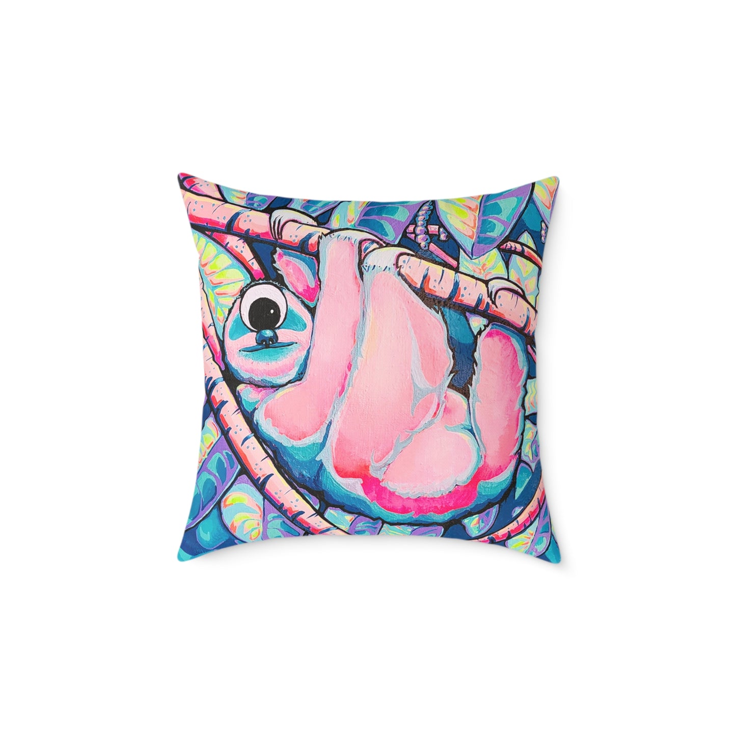 Cyclops Sloth Art Canvas Decorative Pillow