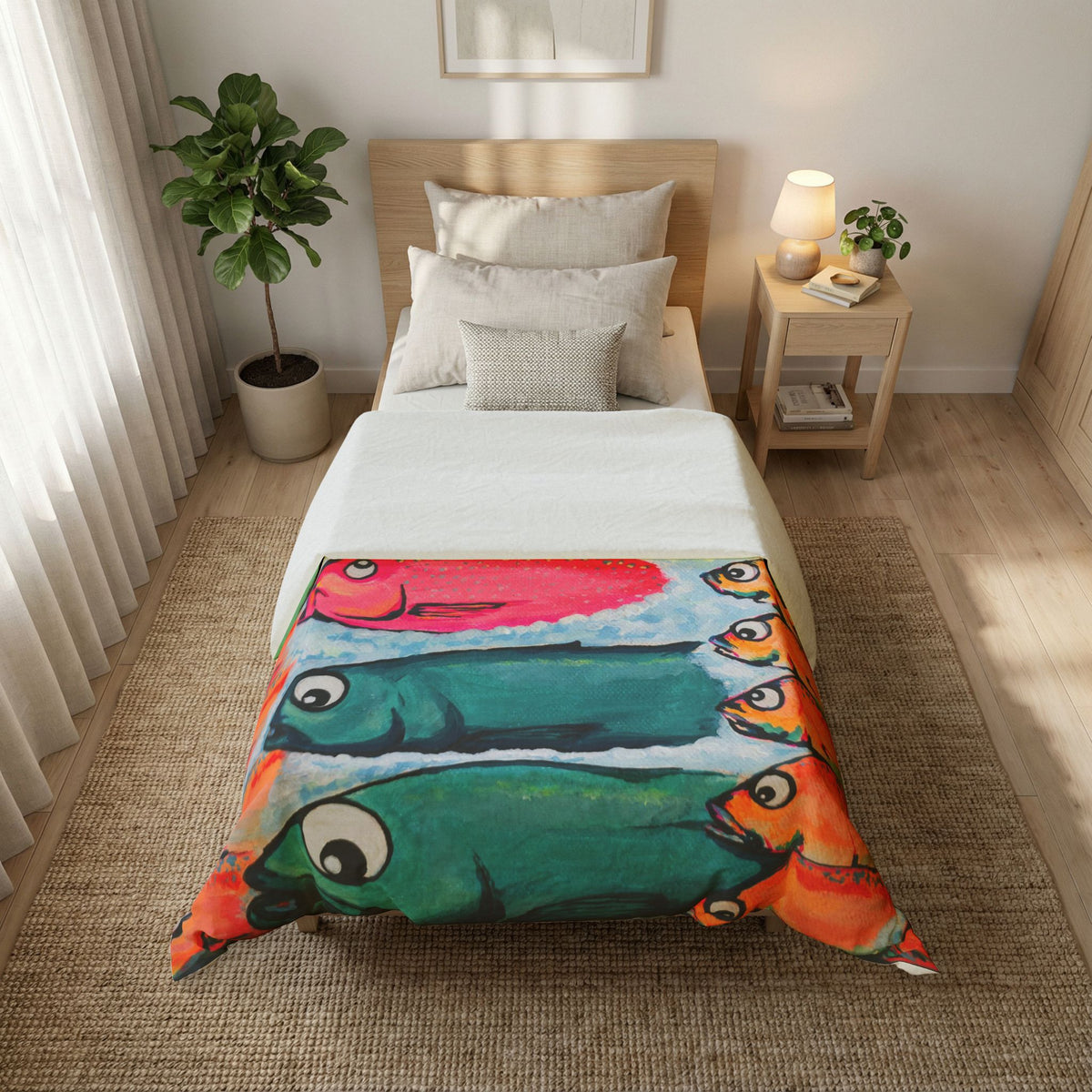 Neon Cabo Fish Market Duvet Cover