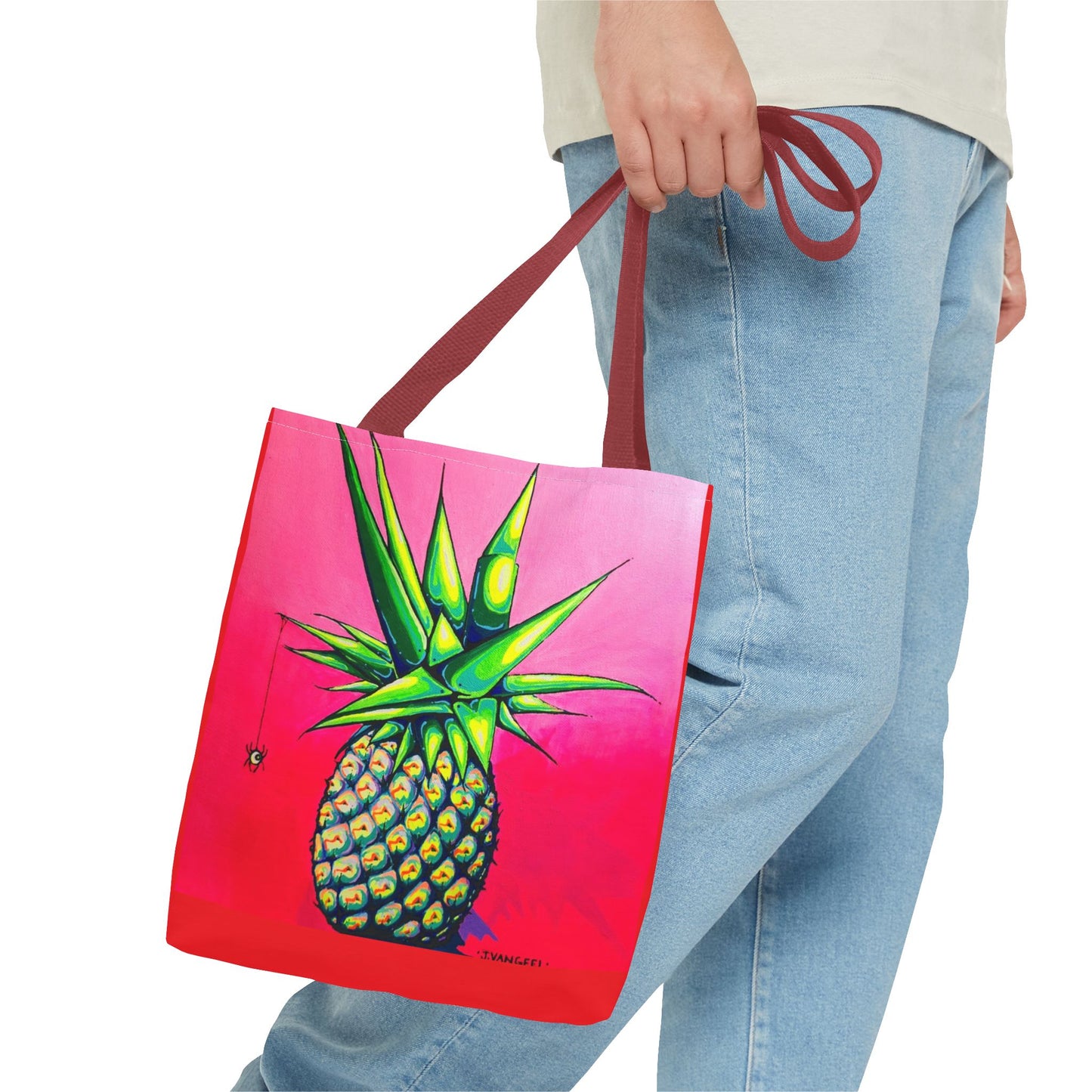 Premium Neon Pineapple Tote Bag, Original Artist Design, Reusable Shopping Tote, Eco-Friendly