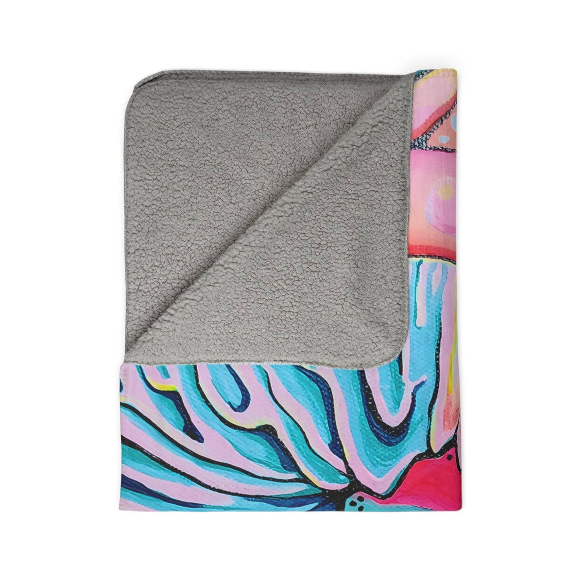Trippy Mushrooms Fleece Sherpa Blanket