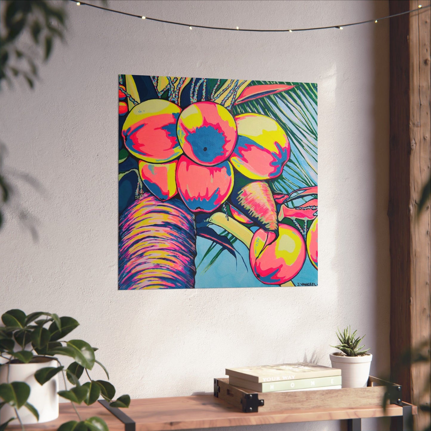 Neon Coconuts Giclée Art Poster