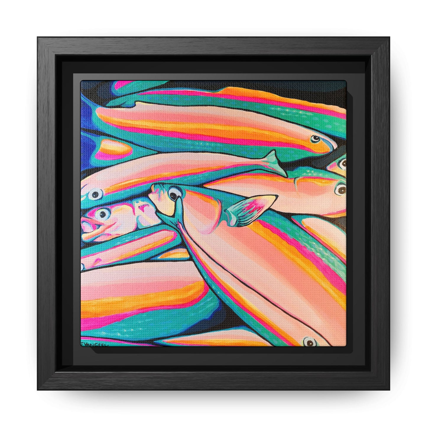 Framed Neon Fish Canvas Print