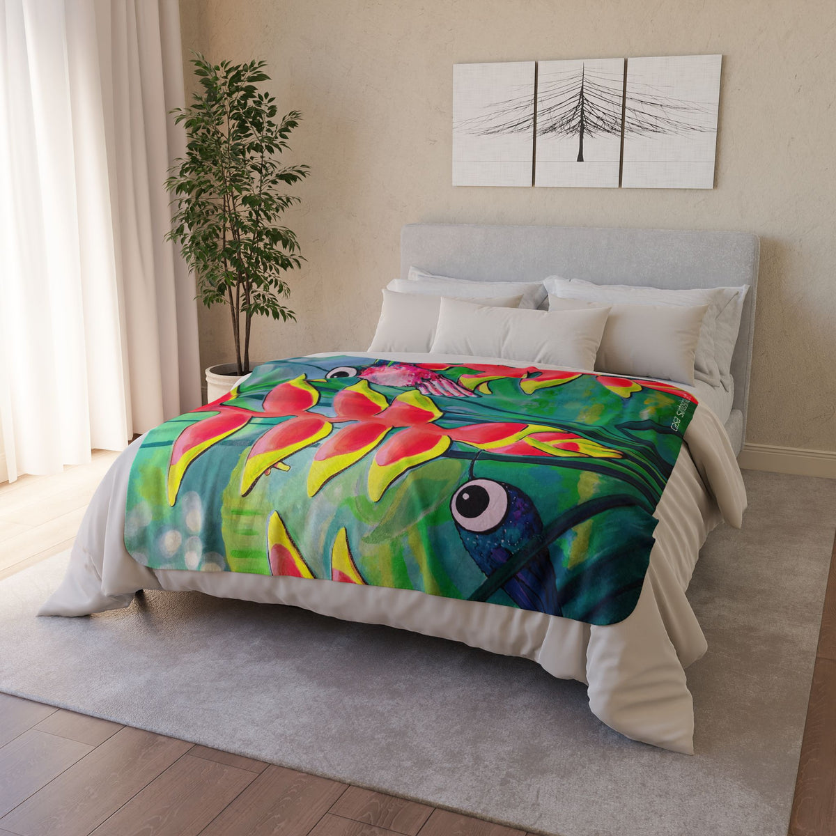 Cyclops Hummingbirds Fleece Sherpa Blanket